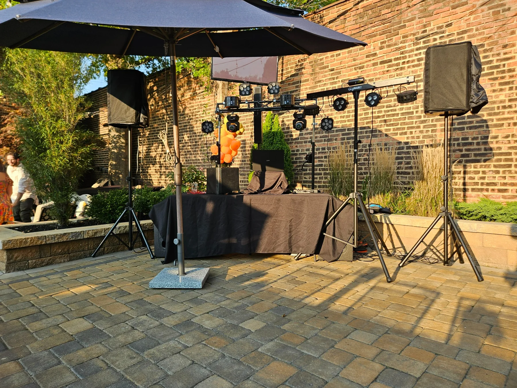 Outdoor DJ and lighting setup